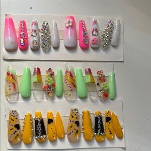 Colorful Press on Nail  Set with Rhinestones